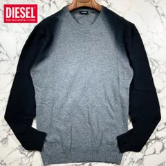 グラデーション加工/薄手ウール(L)●DIESEL ディーゼル 長袖 ニット 羊毛 メンズ ロゴプレート ブラック グレー 黒 春秋 カジュアルのサムネイル