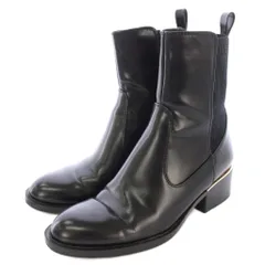 ザラ ZARA ヒールショートブーツ サイドゴア 24.5cm 黒 ブラック /HN 