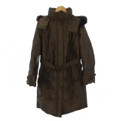 バーバリー ロンドン BURBERRY LONDON フォックスファー ダウンコート ロング ジップアップ フード 46 ブラウン FS178-645-48 /BM