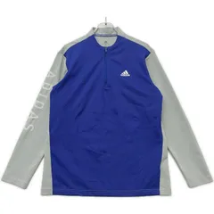 中古 メンズ アディダスゴルフ adidas GOLF 長袖シャツ O 灰×青 ハーフジップ 裏微起毛 ストレッチ