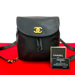 極 美品 カード シール有 3番台 CHANEL シャネル ココマーク キャビアスキン レザー 本革 チェーン ミニ リュックサック ブラック 728-4