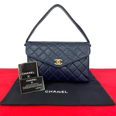 極美品 箱 袋付き シール有 4番台 CHANEL シャネル マトラッセ ココマーク ラムスキン Wフェイス レザー 本革 ハンドバッグ ネイビー 38984