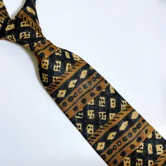 Pierrecardin ピエールカルダン 幾何学模様 パネル柄 ブラック ブラウン 黒 茶色 ブランドネクタイ 総柄 メンズネクタイ 高級シルク