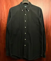Ralph Lauren CUSTOM FIT シャドーチェック柄 長袖ボタンダウンシャツ ブラック Mサイズ