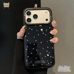 iPhone13-17/Pro/Pro Max 多機種対応 iPhoneケース 保護ケース case カラフル星柄 プレミアムブラック ドリップ樹脂加工 耐衝撃 シリコンソフトケース