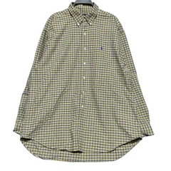 ラルフローレン BLAKE チェックシャツ XL 黄色 紺 90s ポロ 古着 長袖 ボタンダウンシャツ ビッグサイズ オーバーサイズ POLO RALPH LAUREN イエロー ネイビー ブレイク メンズ 大きいサイズ / IA449