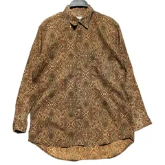 美品 Mootren ペイズリー柄 長袖シャツ M 茶 総柄 幾何学 エスニック 派手 レトロ ユーロ ヴィンテージ 古着 メンズ レディース コットン100% 秋物 春物 カジュアル  / IA451