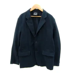 ナノユニバース nano universe テーラードジャケット ミドル丈 シングルボタン 無地 M 紺 ネイビー /SY29