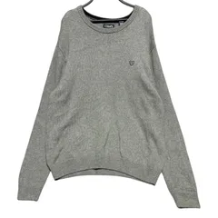 CHAPS チャップス コットン ニット セーター 刺繍ロゴ グレー XXL 2XL 3L 古着 90s ビンテージ ビッグサイズ オーバーサイズ ゆるだぼ 大きいサイズ 100%コットン ラルフローレン 無地 シンプル メンズ レディース / IA454のサムネイル