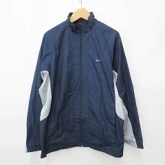 ナイキ NIKE スポーツウェア ジャケット ジップアップ ロゴ 刺繍 ネイビー グレー XXL