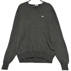 スペイン製 ラコステ Vネック ウール ニット セーター 5 グレー系 LACOSTE BASI社製 ユーロ ヴィンテージ 70s 80s 90s 古着 ゆるだぼ オーバーサイズ 送料無料 / IA455のサムネイル