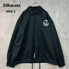 24karats トゥエンティーフォーカラッツ コーチジャケット ブルゾン アウター ジャンパー 上着 バックプリント ロゴ サークルロゴ ワンポイント ナイロンジャケット ストリート ダンス ブラック Lサイズ 黒色 希少 ★ ■◇