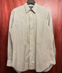 レア MADE IN GREAT BRITAIN製 90s Polo by Ralph Lauren 外タグ ギンガムチェック柄 長袖シャツ ホワイト×ブラック 16-34サイズ