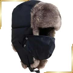 【新品】 [アスペルシオ] 飛行帽 防寒 防風 ファー マスク付き 帽子 柔らかい モコモコ パイロットハット メンズ レトロ 暖かい 裏起毛 ミリタリー オシャレ カッコイイ 紳士 ファッション 釣り ボア 深い 機能 登山 耳当て 嵐対策 雪かき 作業 0