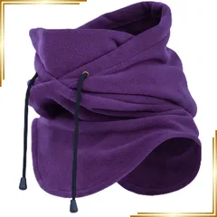 【新品】 [UPALL] フード付き ネックウォーマー スヌード フェイスウォーマー レディース メンズ 帽子 ビーニー インナーキャップ セット自転車 通勤 通学 (バイオレット) 0
