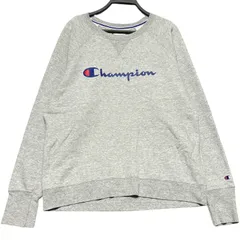 チャンピオン スウェット 3XL グレー ゆるだぼ 刺繍ロゴ デカロゴ Champion トレーナー クルーネック ラグラン アメカジ 古着 ストリート 大きいサイズ オーバーサイズ AUTHENTIC メンズ ビッグシルエット / IA466