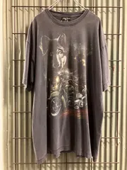 Old Print T-Shirt オオカミ　プリントTシャツ　カットソー　バイク　ハーレーダビッドソン　フェード　古着　Vintage ビンテージ　ヴィンテージ