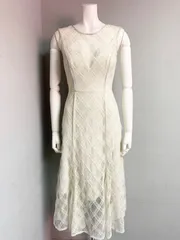 1310 DEA by ROBE de FLEURS ディアバイローブドフルール キャバクラ ドレス ロングドレス 総レース ラメニット ノースリーブ リボン タイト キャバドレス S