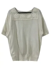 L JPN 刺繍デザインテープ ニット 半袖