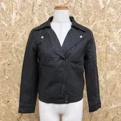 古着 グレイル GRL ライダースジャケット フェイクレザー ダブル 裏地付き 無地 長袖 ジップ留め 合成皮革 S ライトブラック レディース