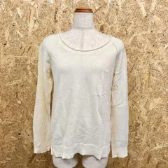 古着 アズノゥアズ 【訳アリ】 AS KNOW AS 薄手 ニット セーター ラウンドネック ラグラン 長袖 無地 アイボリー 生成り色 レディース
