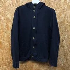 【中古】[印象BC] UNITED ARROWS BEAUTY&YOUTH アローズ メンズ Mサイズ 濃紺 綿100% パーカー カットソー 一部ボーダー柄裏地 ボタン×ダブルジップ Mのサムネイル