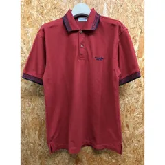 【中古】[印象AB] FIRST DOWN ファーストダウン メンズ M レッド×ネイビー 綿×ポリエステル ポロシャツ 鹿の子 ロゴ刺繍 カットソー 裾にスリット 半袖のサムネイル