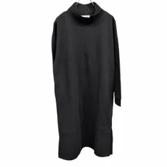 古着 ザ・ショップ ティーケー THE SHOP TK リブカットソー ワンピース ハイネック 無地 長袖 フロントセンターシーム 綿×ポリ M 黒 レディース