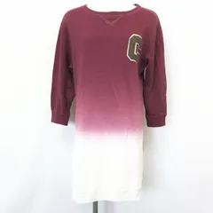 【中古】[印象AB] COEN コーエン スウェットカットソーチュニック レディース F ワインレッド×ヘザーオフホワイト 綿100% 裏起毛 グラデーション 丸首 7分袖のサムネイル