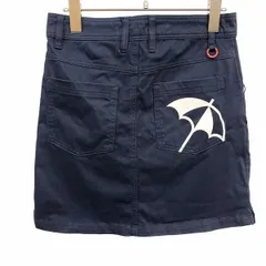 【中古】[印象AB] Arnold Palmer アーノルドパーマー スカート レディース S (7号) ネイビー 紺 綿×ポリウレタン フロントファスナー 裾の両側にスリット リング付き ゴルフ 裏地無し パラソルプリントのサムネイル