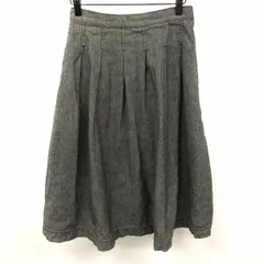 【中古】[印象AB] NE-NET ネネット デニムスカート レディース 1 黒系 麻×綿 白ネップ Aライン フレア タック 裏地無し ロングフロント サイドファスナーのサムネイル