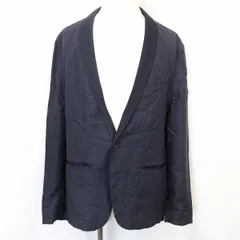 【中古】[印象A] ZARA MAN ザラマン メンズ 42 ネイビー 麻100%(別生地：ポリエステルなど) 若干薄手 テーラードジャケット ショールカラー 袖裏地付き 長袖