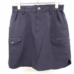 【中古】[印象AB] Kolwin コルウィン カーゴスカート レディース M ネイビー 紺 ナイロン×ポリウレタン バックポケットにロゴパッチ フロントファスナー 丸裾 ストレッチ 薄手 ゴルフ 裏地無し Dリング付きのサムネイル