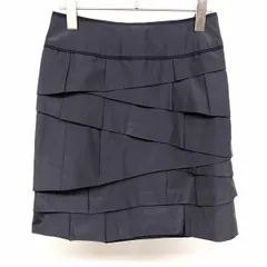 【中古】[印象AB] BODY DRESSING Deluxe ボディドレッシング タックティアードスカート レディース 36 ダークネイビー ポリ×綿 後ろファスナー 無地 若干薄手 裏地付き ひざ丈のサムネイル