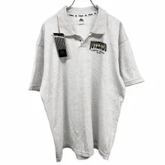 【新品/訳アリ】カッパ KAPPA ポロシャツ 開襟 フットボール 英字プリント 半袖 綿100% O XL LL ヘザーホワイト (グレーMIX) メンズ