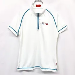 【中古】[印象AB] ELLE GOLF エル ゴルフ シャツ / カットソー レディース 13 ホワイト 白 ポリ100% モックネック ロゴ刺繍 ハーフジップ ラグラン 半袖のサムネイル