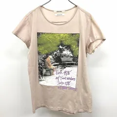 【中古】[印象BC] BOYCOTT × SATORU TANAKA ボイコット×サトルタナカ Tシャツ レディース 2 ヘザーダークベージュ系 綿100% フリーダムスリーブ プリント 丸首 半袖のサムネイル