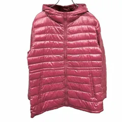 【中古】[印象AB] UNIQLO ユニクロ ウルトラライトダウンジャケット / パーカー レディース XL レッドピンク ナイロン100%(ダウン90%+フェザー10%) フルジップ ハイネックフード 無地 長袖
