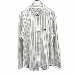 【新品】[印象N] Crocodile クロコダイル シャツ メンズ LL XL ホワイト 白×赤 ×グレー 綿100% ストライプ ボタンダウン ワニの刺繍 胸ポケット 長袖のサムネイル