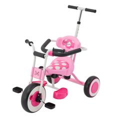 おしゃべりカーゴ トライク ミニー 三輪車 手押し棒付き ピンク