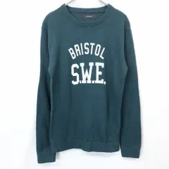 古着 レイジブルー RAGEBLUE プルオーバー ニット セーター プリント 英字 丸首 長袖 アクリル×ウール M グリーン系 緑系 レディース 女性