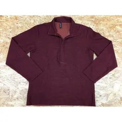 【中古】[印象AB] MONSIEUR NICOLE ムッシュニコル メンズ サイズ46 杢カラー 赤茶色 ウール50%＋ポリ50% カットソー オープンカラー シンプル 無地 フロントホック 長袖のサムネイル