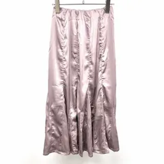 古着 apres jour 若干薄手 光沢感 裾フレアスカート Aライン ウエストゴム 無地 ロング ポリ100% S ベイクドパープル系 紫系 レディース