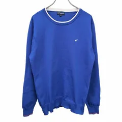 【中古】[印象AB] TOURSTAGE ツアーステージ ニットシャツ メンズ L ブルー 青×赤×白 ポリ100% ロゴ刺繍 長袖 丸首 クルーネック ロングスリーブのサムネイル