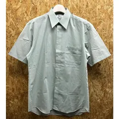 古着 エルオム 【日本製】 ELLE HOMME ドレスシャツ 無地 胸ポケット付き レギュラーカラー 半袖 41 ライトグリーン 薄緑色 メンズ