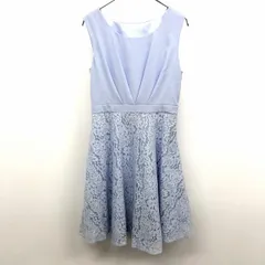 【中古】[印象A] LD prime エルディープライム ノースリーブワンピース レディース M ネイビー 紺 ポリ100% サイドファスナー フレアスカート 裏地付き 背中レースアップ 花柄レースのサムネイル