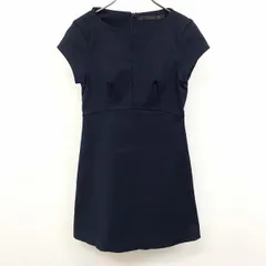 【中古】[印象AB] ZARA TRAFALUC ザラ トラファルック ワンピース レディース S ネイビー 紺 綿×ポリエステル×ポリウレタン 背中ファスナー 少しストレッチ 裏地無し 無地 ひざ丈のサムネイル