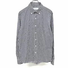 古着 グリーンレーベルリラクシング ユナイテッドアローズ シャツ 長袖 ストライプ ボタンダウン 綿100%(GIZAコットン) M ネイビー メンズ