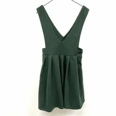 古着 ナイスクラップ NICE CLAUP 鹿の子 ジャンパースカート ワンピース 無地 スカート裏地付き ポリエステル×ポリウレタン 緑 レディース