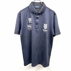 【中古】[印象B] K-Swiss ケースイス ポロシャツ メンズ M ネイビー 紺 ポリ100% 半袖 ボタンだオウン スクエアのドット柄 ロゴプリント スポーツのサムネイル